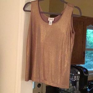 Chico’s travelers shiny dark tan top size 1